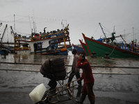 Acehnese fishermen activity around deterrence fish left behind when the tsunami hit a decade ago in Banda Aceh, capital of Aceh province, In...