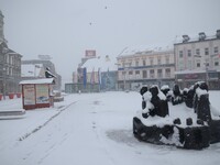 Heavy snow falls in Osijek city on  28 Dec 2014, in Osijek,Croatia (