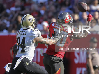 Tampa Bay Buccaneers strong safety Bradley McDougald (30) intercepts a pass intended for New Orleans Saints wide receiver Kenny Stills (84)...