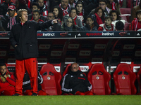 Benfica's coach Jorge Jesus gestures during the Portuguese League Cup  football match between SL Benfica and CD Nacional at Luz  Stadium in...