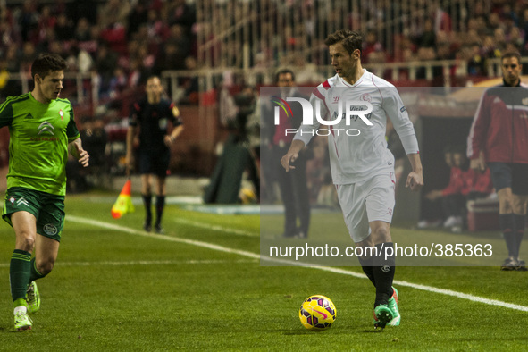 Krychowiak, player of Sevilla FC,in action during the match of La Liga (BBVA) between Sevilla FC and RC Celta at the Ramon Sanchez Pizjuan S...