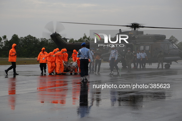 Singapore helicopter evacuated part of air asia inside plane from the site crash to pangkalan bun-Kalimantan. January 4th 2015 