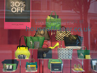 Products, in the House of Fraser department store window, available in the Manchester branch. (