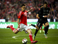 Benfica's forward Jonas in action during the Portuguese League football match between SL Benfica and Vitoria SC at Luz Stadium in Lisbon on...