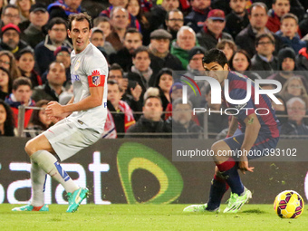 BARCELONA - january 11- SPAIN: Luis Suarezand Gabi in the match between FC Barcelona and Atletico Madrid, for the week 18 of the spanish Lig...