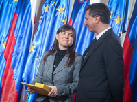 Ljubljana, 13 January - Slovenian president Borut Pahor(R) decorated, president of the Italian region of Friuli-Venezia Giulia Debora Serrac...