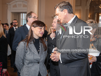 Ljubljana, 13 January - Slovenian president Borut Pahor (R) decorated, president of the Italian region of Friuli-Venezia Giulia Debora Serra...