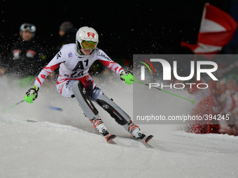 Alexandra Daum from Austria, during the 6th Ladies' slalom 1st Run, at Audi FIS Ski World Cup 2014/15, in Flachau. 13 January 2014, Picture...