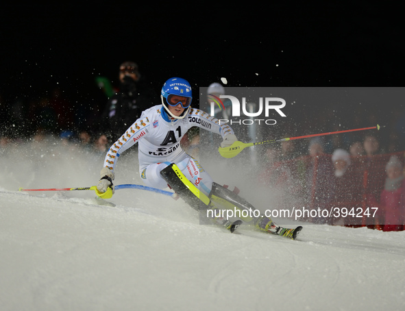 Denise Feieeabend from Switzerland, during the 6th Ladies' slalom 1st Run, at Audi FIS Ski World Cup 2014/15, in Flachau. 13 January 2014, P...