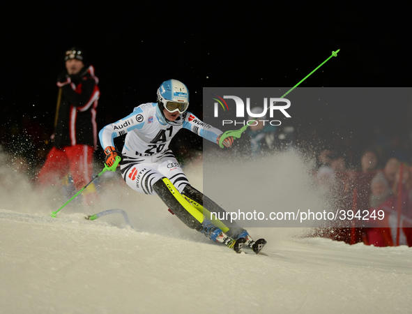 Barbara Wirth from Germany, during the 6th Ladies' slalom 1st Run, at Audi FIS Ski World Cup 2014/15, in Flachau. 13 January 2014, Picture b...