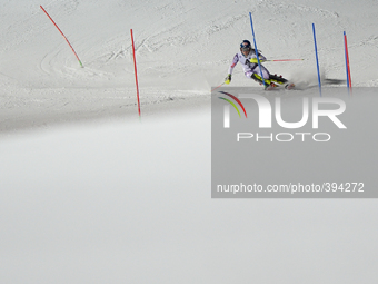 Mikaela Shiffrin from USA, during the 6th Ladies' slalom 1st Run, at Audi FIS Ski World Cup 2014/15, in Flachau. 13 January 2014, Picture by...