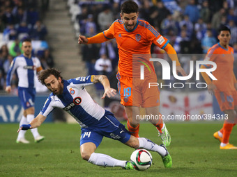 BARCELONA - january 13- SPAIN: Canas and Barragan in the match between RCD Espanyol and Valencia, corresponding to the return of the round o...