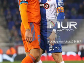 BARCELONA - january 13- SPAIN: Otamendi and Sergio Garcia in the match between RCD Espanyol and Valencia, corresponding to the return of the...
