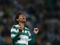 Sporting's forward Junya Tanaka reacts after missing a goal opportunity during the League Cup  football match between Sporting CP and Boavis...