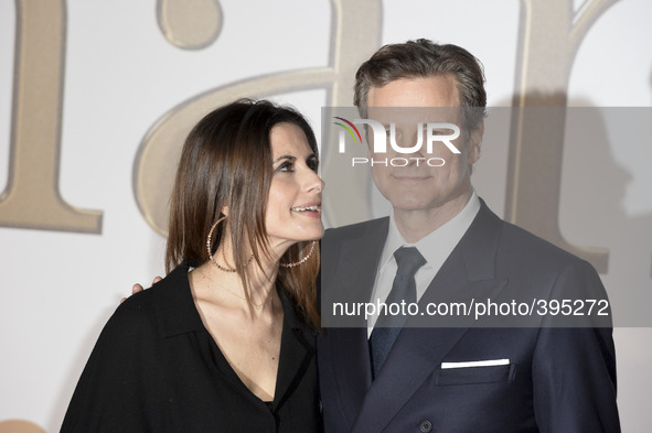 Colin Firth and Livia Giuggioli  attends the World Premiere of 'Kingsman: The Secret Service' at the Odeon Leicester Square on January 14, 2...