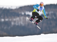 Ken Vuagnoux from France, during a Men's Snowboardcross Qualification round, at FIS Snowboard World Championship 2015, in Kreischberg. Kreis...