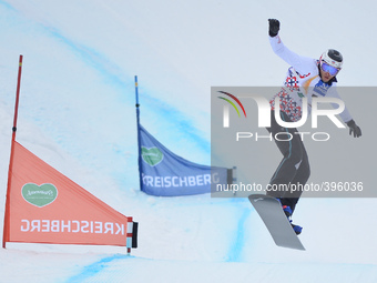 David Bakes from Czech Republic, during a Men's Snowboardcross Qualification round, at FIS Snowboard World Championship 2015, in Kreischberg...
