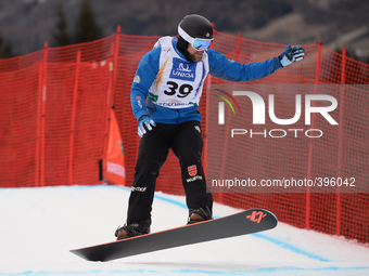 Martin Noerl from Germany, during a Men's Snowboardcross Qualification round, at FIS Snowboard World Championship 2015, in Kreischberg. Krei...