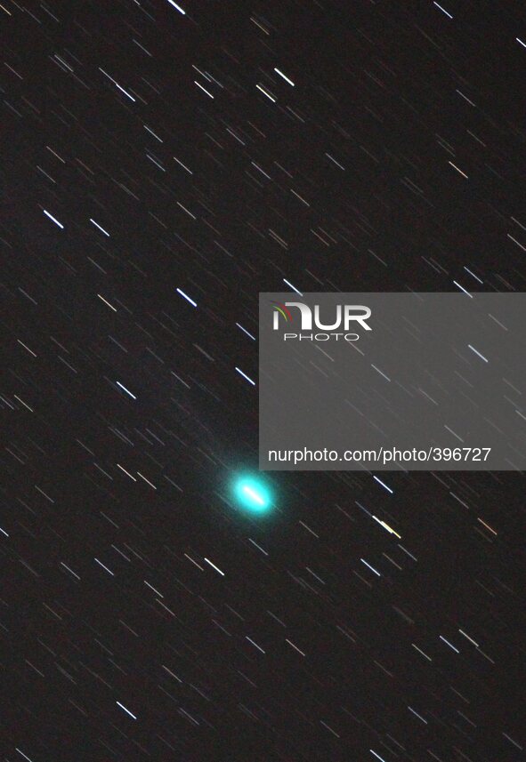 The Comet Lovejoy is seen on the night sky near the Bulgarian town of Bansko, Thurssay, Jan. 14, 2015. This week the comet can be observed v...