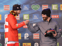 Gold Medal Winner, Luca Matteotti (Left) from Italy, with the third place Nick Baumgartner from USA,  at Men' Snowboard at FIS Snowboard Wor...