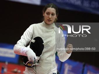 Gdansk, Poland 17th, Jan. 2015 Artus Court 2015 fencing cup in Gdansk. Martina Batini  (ITA) fights against Hanna Lyczbinska (POL)
 (