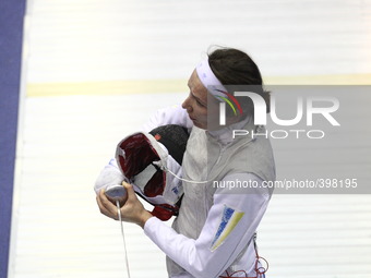 Gdansk, Poland 17th, Jan. 2015 Artus Court 2015 fencing cup in Gdansk. olga Leleyko from Ukraine Diana Yakovleva from Russia. (