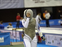 Gdansk, Poland 17th, Jan. 2015 Artus Court 2015 fencing cup in Gdansk. Gaele Gebet (FRA) fights against Beatrice Monaco from Italy. (