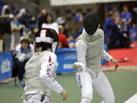 Gdansk, Poland 17th, Jan. 2015 Artus Court 2015 fencing cup in Gdansk. Eliza Do Francisca (ITA)  fights against Rena Sanada from Japan. (