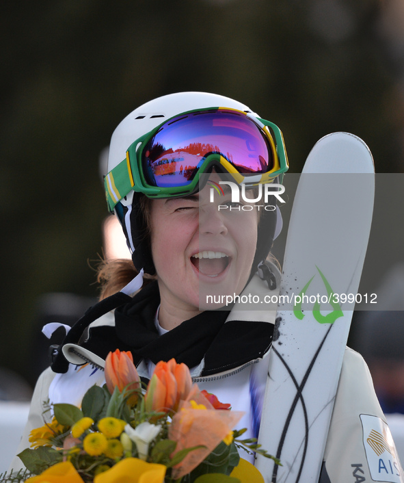 Britteny Cox from Australia takes a Bronze in Ladies' Moguls Final, at FIS Freestyle World Championship in Kreischberg., Austria. 18 January...