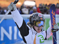 Justine Dufour-Lapointe from Canada celebrates her GOLD in Ladies' Moguls Final, at FIS Freestyle World Championship in Kreischberg, Austria...