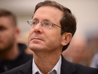 Isaac Herzog, leader of Hamahane Hatzioni Party, attends an elections campaign meeting on January 18, 2015, in Kfar Haim.  