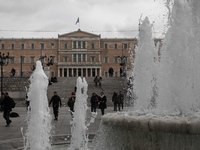 The Greek Parliament as seen from Syntagma Square in Athens on January 18, 2015. (