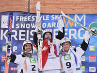 Canadian Podium: Philippe Marquis, Mikael Kingsbury and Marc-ANtoine Gagnon - in Dual Moduls Final at FIS Freestyle World SKI CHampionship 2...
