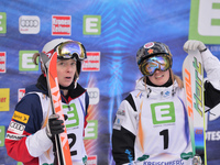 (L-R) Justine Dufour-Lapointe (CAN) and Hannah Kearney (USA) await for results of their final in Ladies' Dual Moguls, at FIS Freestyle World...