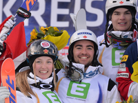 Canadian Moguls Champions, (L-R) Justine Dufour-Lapointe, Philippe Marquis and Mikael Kingsbury. FIS Freestyle World SKI Championship 2015 i...