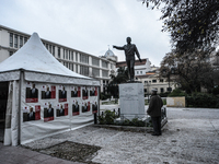 Booth of KiDiSo, the Party of George Papandreou on January 20, 2015, at Patriarch Grigorios Square  in Athens(