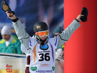 Ryan Stassel from USA celebrates after his run, and takes GOLD in Men's Snowboard Slopestyle at the FIS Snowboard World Championship 2015 in...