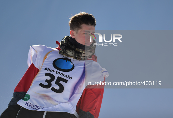 Seamus O'Connor from Ireland ftakes 10th place in Men's Snowboard Slopestyle final, at the FIS Snowboard World Championship 2015 in Kreischb...