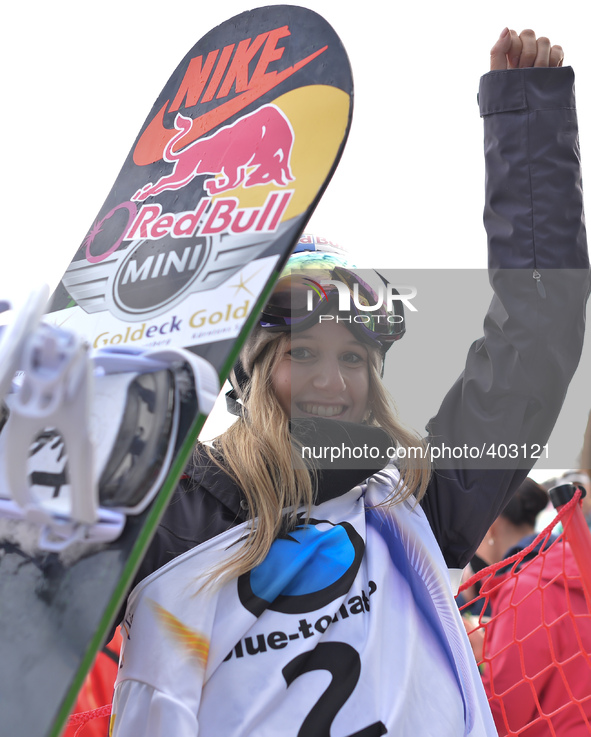 Anna Gasser from Austria takes Silver in Ladies's Snowboard Slopestyle, at the FIS Snowboard World Championship 2015 in Kreischberg, Austria...