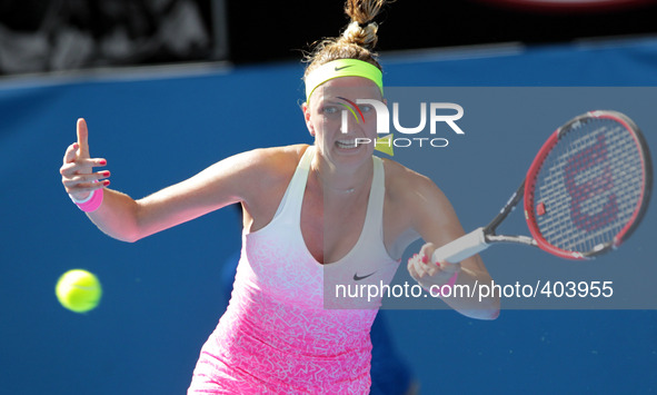 (150122) -- MELBOURNE, Jan. 22, 2015 () -- Petra Kvitova of the Czech Republic returns the ball during her second round match against Barthe...
