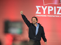 Pablo Iglesias Turrión of Podemos attending the event of SYRIZA(