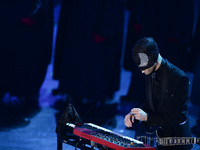 Raphael Gualazzi e The Bloody Beetroots attend closing night of the 64rd Sanremo Song Festival at the Ariston Theatre on February 22, 2014 i...