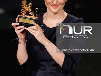 The winner of 2014 Sanremo Music Festival, Arisa attend closing night of the 64rd Sanremo Song Festival at the Ariston Theatre on February 2...