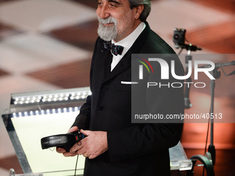 Beppe Vessicchio attend closing night of the 64rd Sanremo Song Festival at the Ariston Theatre on February 22, 2014 in Sanremo, Italy. (