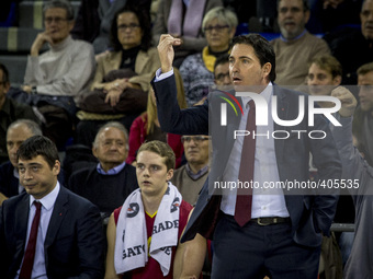 Barcelona, Catalonia, Spain. January 23, 2015  Xavier Pascual, coach of Barcelona during the 2014-2015 Turkish Airlines Euroleague Group E T...