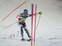 Austria's Romed Baumann, races down the famous Hahnenkamm course during the men's Alpine Combined - Slalom, at the FIS SKI World Cup in Kitz...