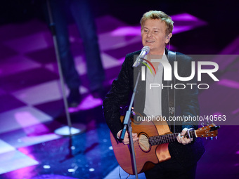 Ron attend closing night of the 64rd Sanremo Song Festival at the Ariston Theatre on February 22, 2014 in Sanremo, Italy. (