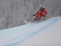 Italy's Werner Heel, races down the famous Hahnenkamm course during the men's Downhill, at the FIS SKI World Cup in Kitzbuehel. 24 January 2...