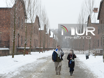 People during their visit to Auschwitz Museum, ahead of the 70th Anniversary of the Camp Liberation. Oświęcim, Poland. 26 January 2015. Pict...