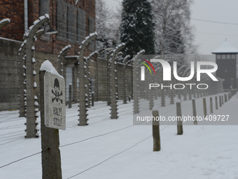 A view of electric fences from the Auschwitz I camp. Oświęcim, Poland. 26 January 2015. Picture by: Artur Widak/NurPhoto (